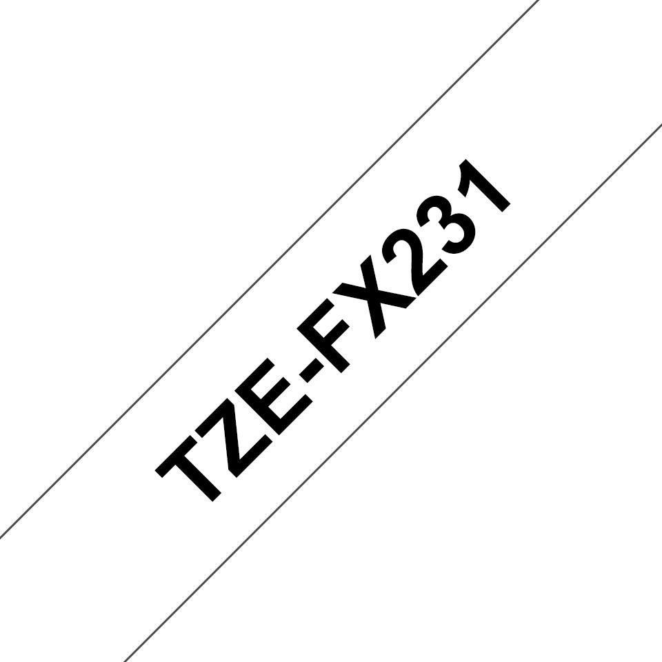 Genuine Brother TZe-FX231 Labelling Tape Cassette – Black on White, 12mm wide